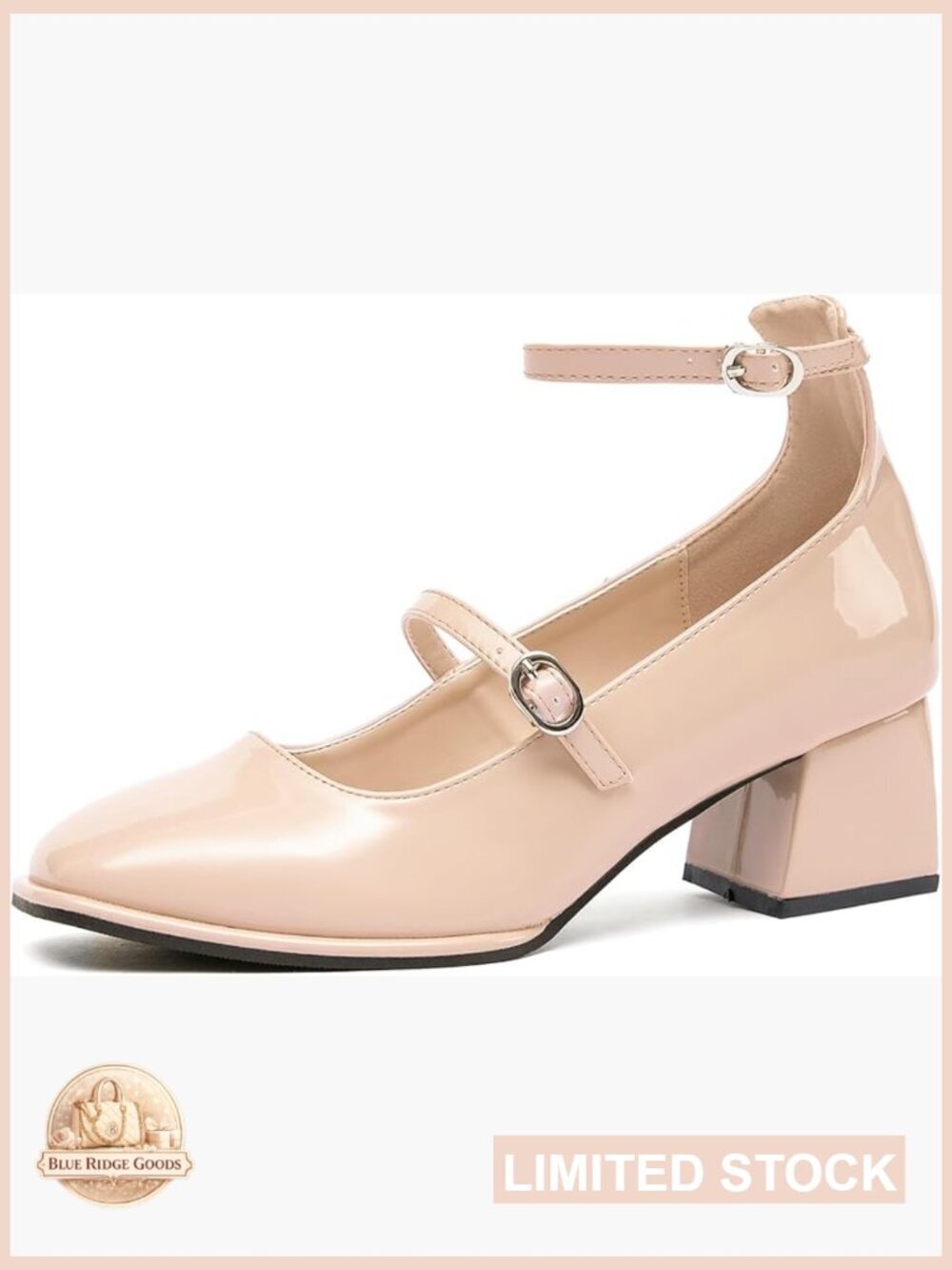 Vintage Square Toe Chunky Heel Mary Jane Pumps